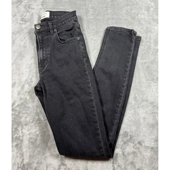 Reformation Jeans High & Skinny Faded Black Destroyed Size 23 - Picture 2 of 14